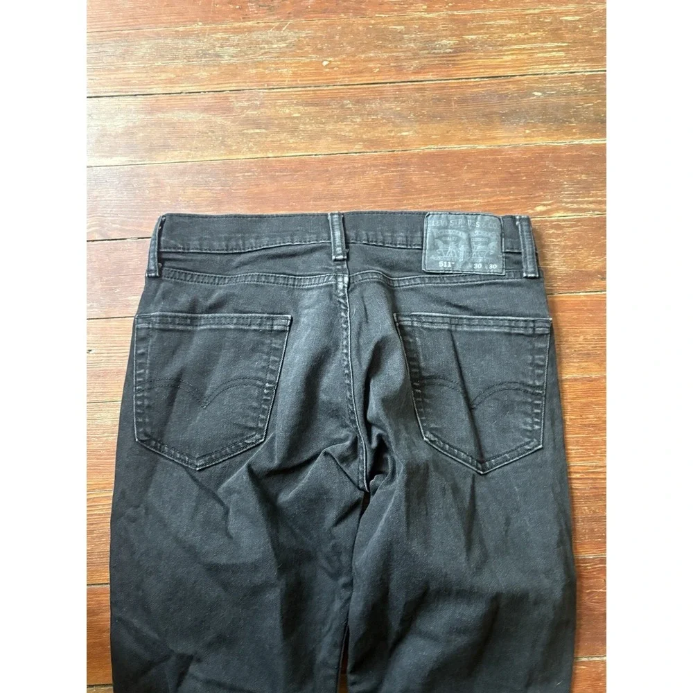 Levis 511 Jeans Mens 30X30 Black Slim Fit Skinny 5 Pocket Stretch Red Tab Denim
